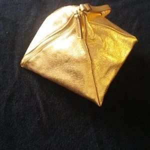 JIL SANDER Gold Pyramid Clutch/Wristlet